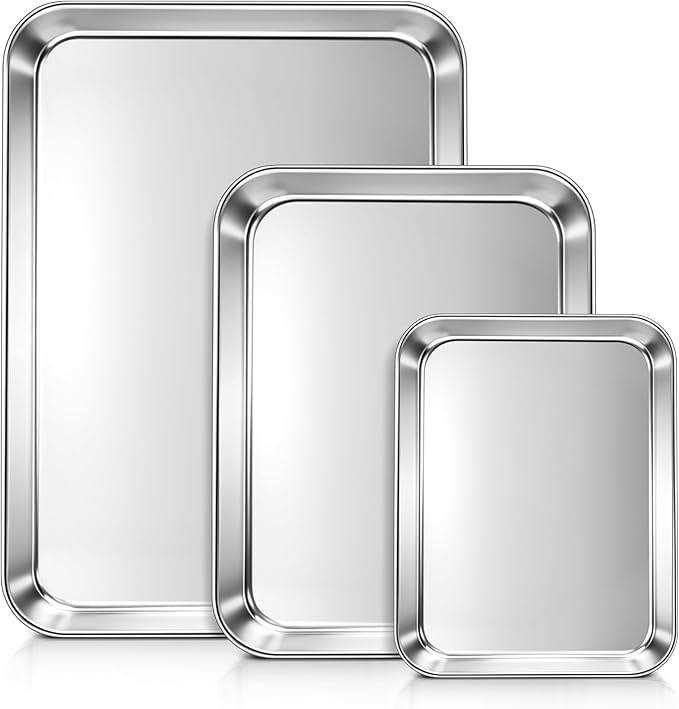 LIANYU 3 Pack Stainless Steel Baking Sheets, Cookie Sheet Pan by LIANYU