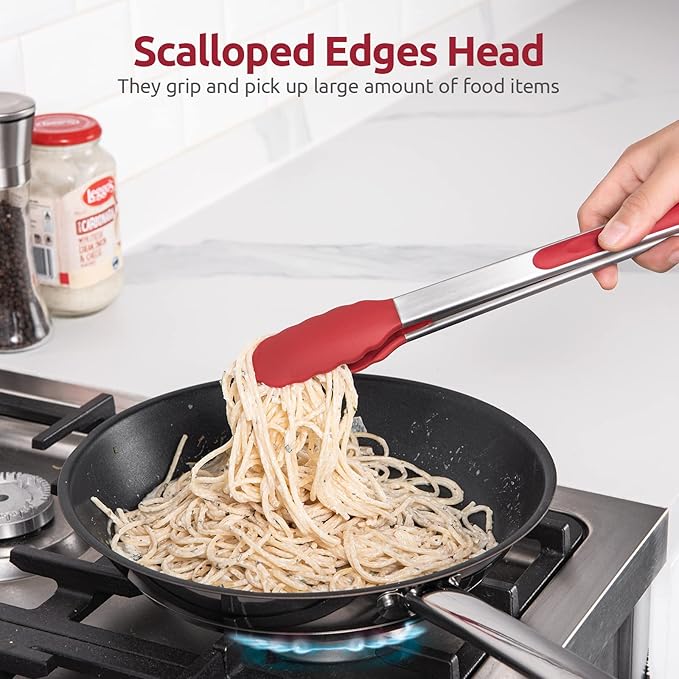 600ºF Heat Resistant Kitchen Tongs: U-Taste 12 inch Large Silicone Cooking Tong - Image 4