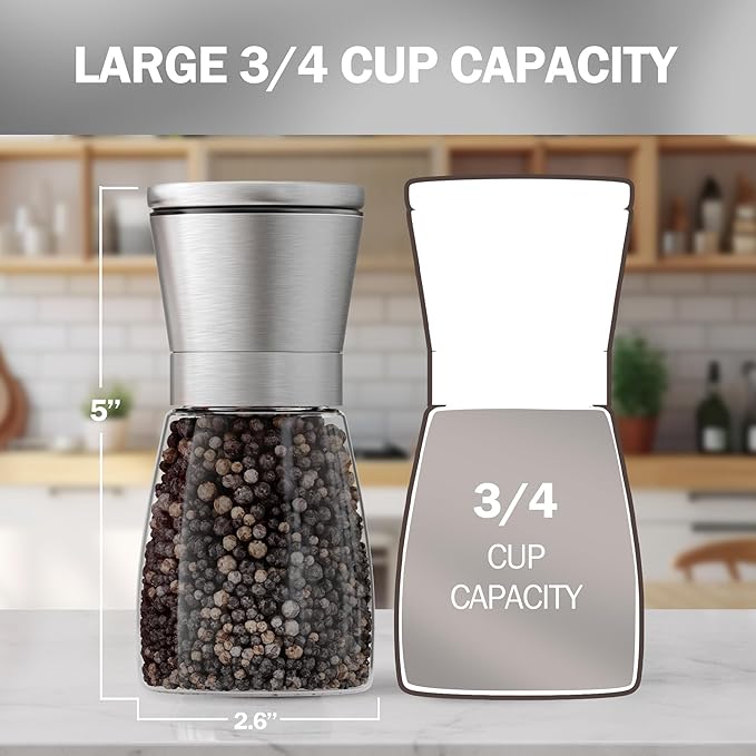Home EC Original Stainless Steel Sea Salt and Pepper Grinder Set of 2 - Image 5