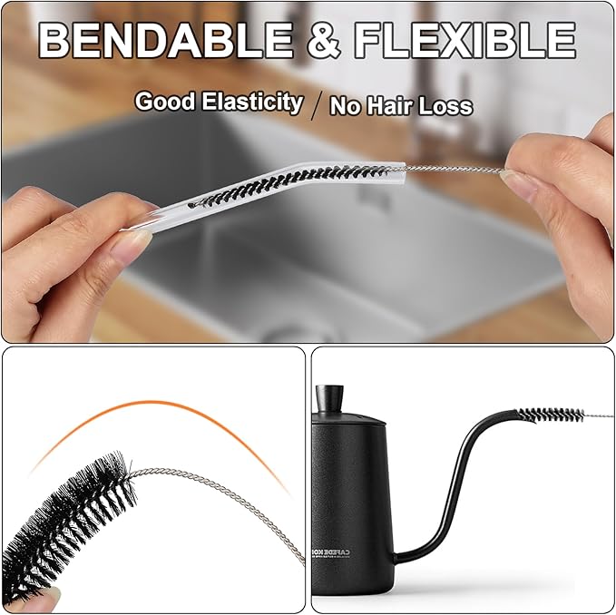 Ixiaoyoo Straw Cleaner Brush Set, 12 Pieces Botthle Cleaning Brush and Nylon - Image 2