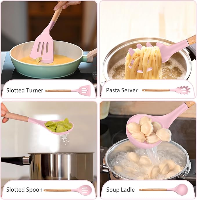 P&P CHEF Silicone Cooking Utensils Set, 8-Piece Kitchen Cooking Utensil - Image 5