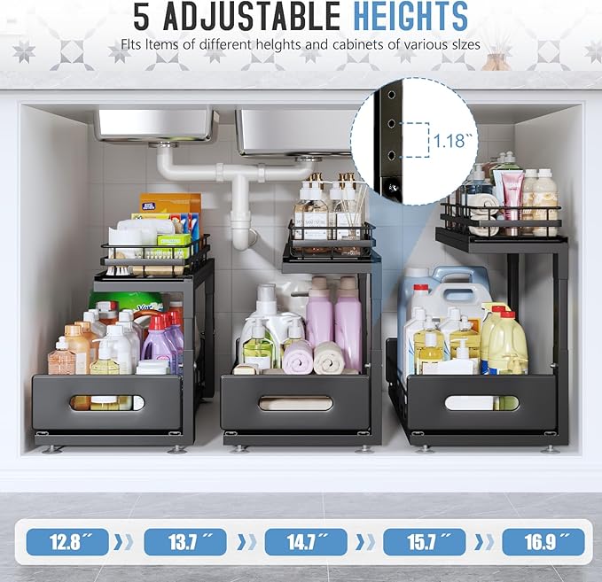 Under Sink Organizer Upgrade To Professional Rails, 2-Tier Dual Pull Out - Image 6