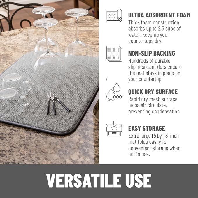 Bellemain XL Dish Mat Microfiber Dish Drying Mat, Super absorbent - Image 4