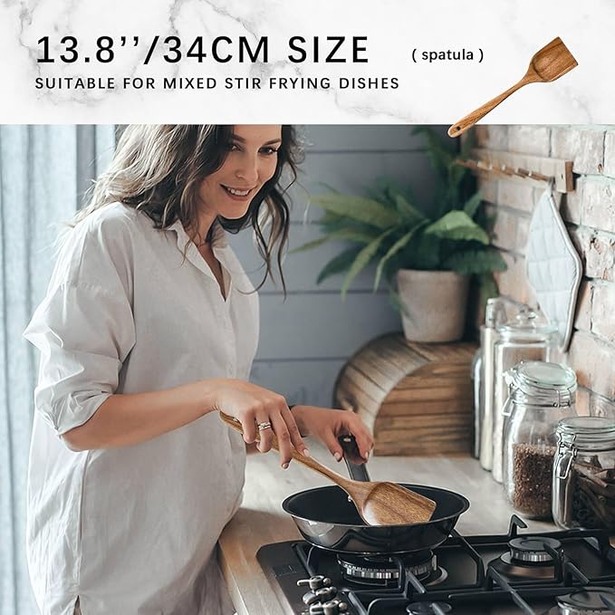 Wooden Spoons for Cooking, Nonstick Cooking Utensil Set - Image 3