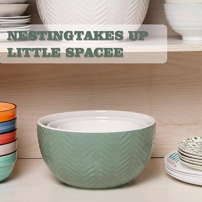 HAPPY KIT Ceramic Mixing Bowls Set, Serving Bowls Set - Image 7