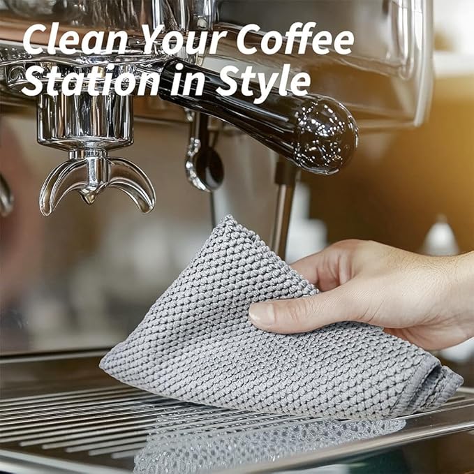 Barista Towel 6 Pack, Extra Thick Microfiber Coffee Cleaning Cloths, Espresso - Image 6