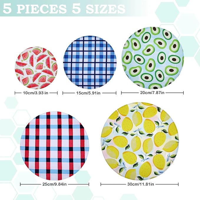 5-Size Reusable Beeswax Bowl Covers - Image 2