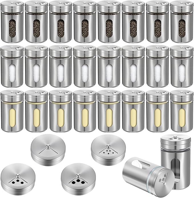 24 Pcs Stainless Steel Spice Jars by Tolare