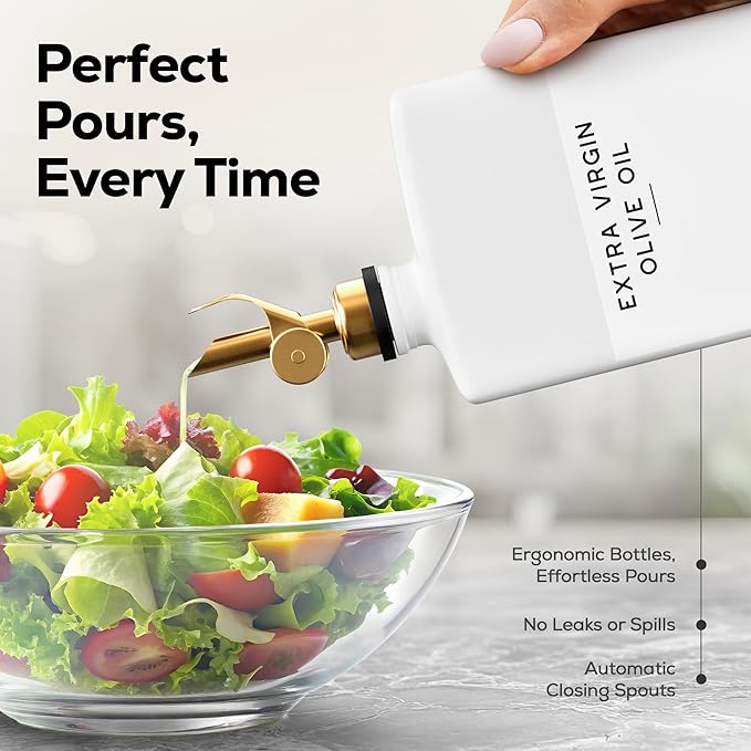 White Glass Olive Oil Dispenser Bottle - Image 4