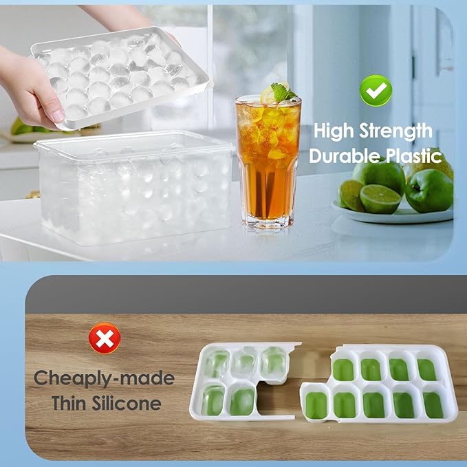 WIBIMEN Ice Cube Tray with Lid and Bin - Image 7