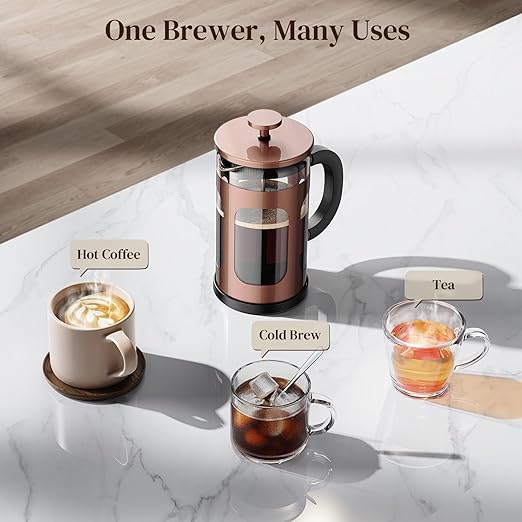 Veken French Press Coffee Maker 21oz 0.6 L, Single Serve Small Pot, Heat - Image 8