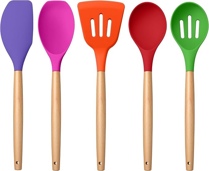 E-far Silicone Cooking Utensils Set, 5-Piece Kitchen Utensils Set by E-far