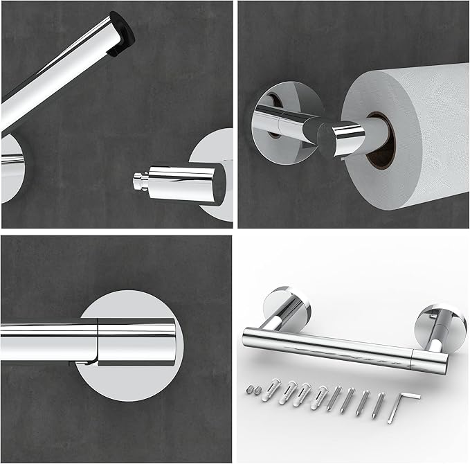 RARXTR Toilet Paper Holder Chrome SUS304 Stainless Steel Double Post Pivoting - Image 4