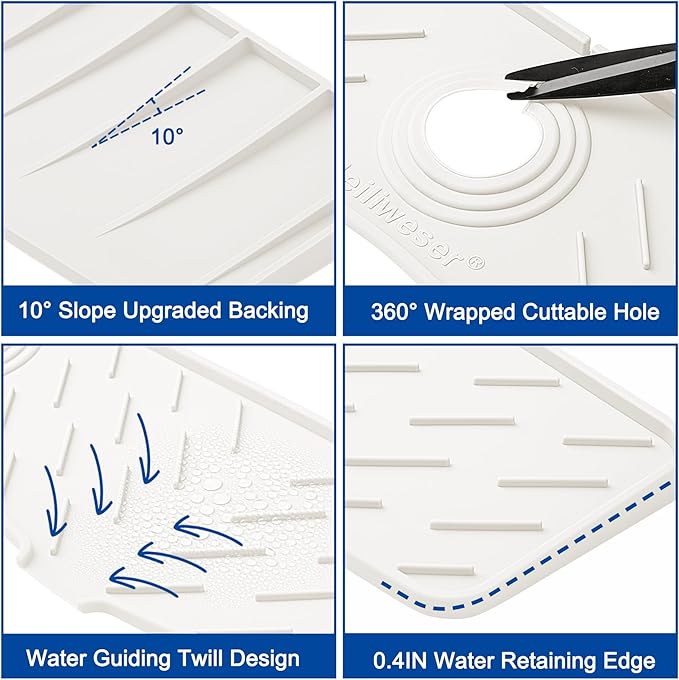 Faucet Mat for Kitchen Sink – 24” x 5.1” Extra-Long Silicone Splash Guard - Image 6