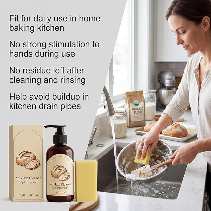 Dough Dissolve Soap For Sourdough, Fast-Acting Dough Cleaning Solution, Sourdough & Baking Mess - Enzyme Powered Formula Breaks Down Stuck-On Dough (3)