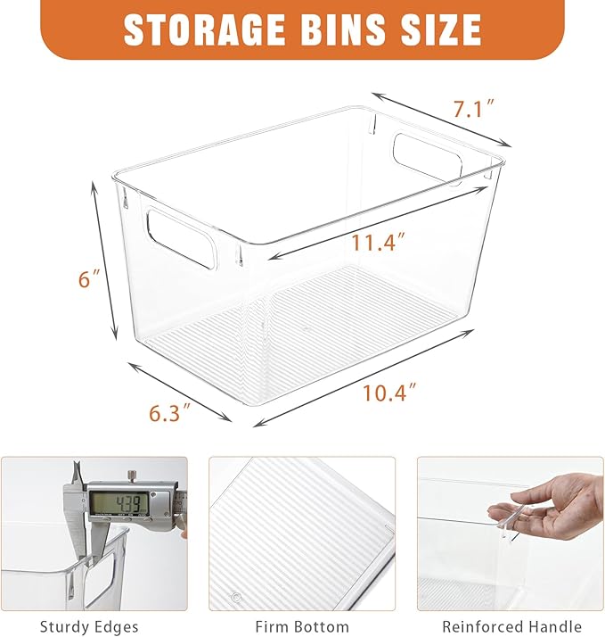 Freebat 6 Pack Large Clear Plastic Storage Bins, Plastic Containers - Image 2