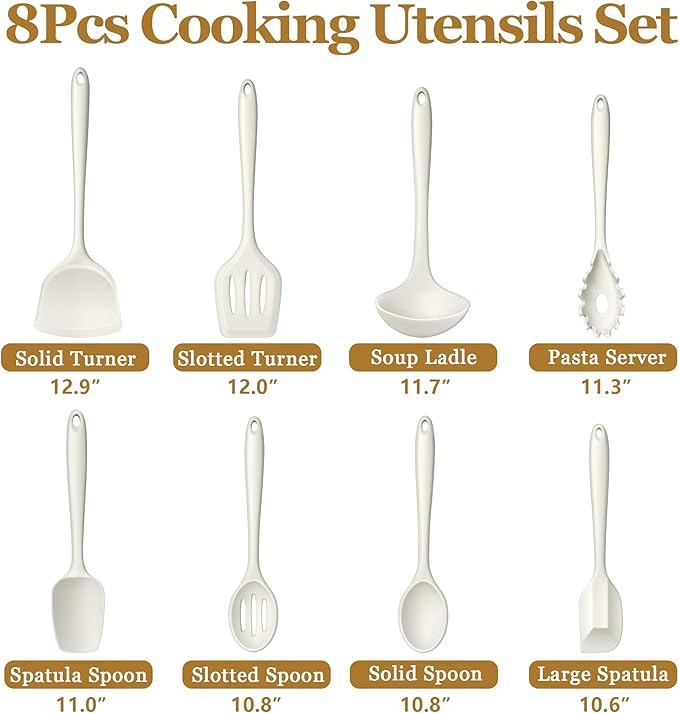 LIANYU 8Pcs Kitchen Cooking Utensils Set, Silicone Utensil Sets, Heat Resistant - Image 2