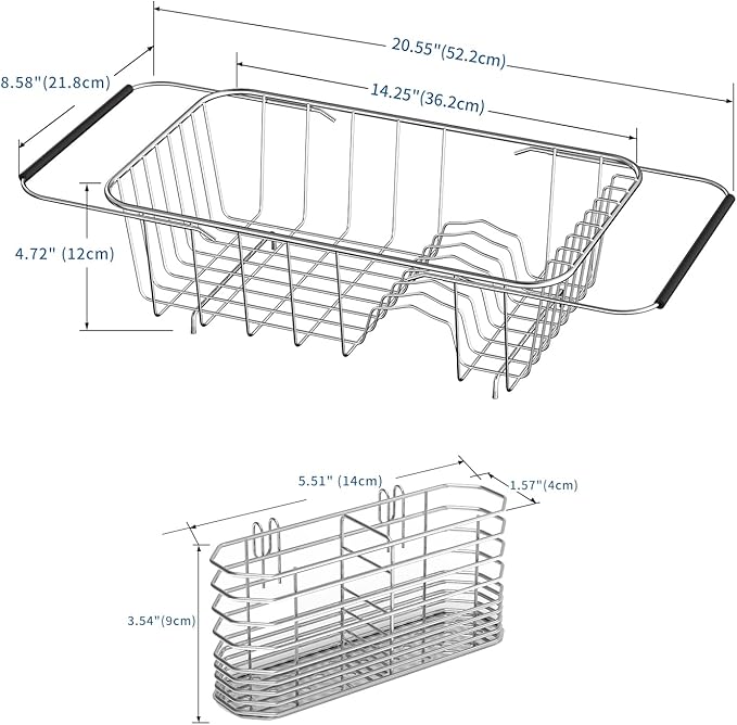 JAQ Over Sink Dish Drying Rack for Small Sink, Compact Expandable 14.25"–22.44" - Image 4