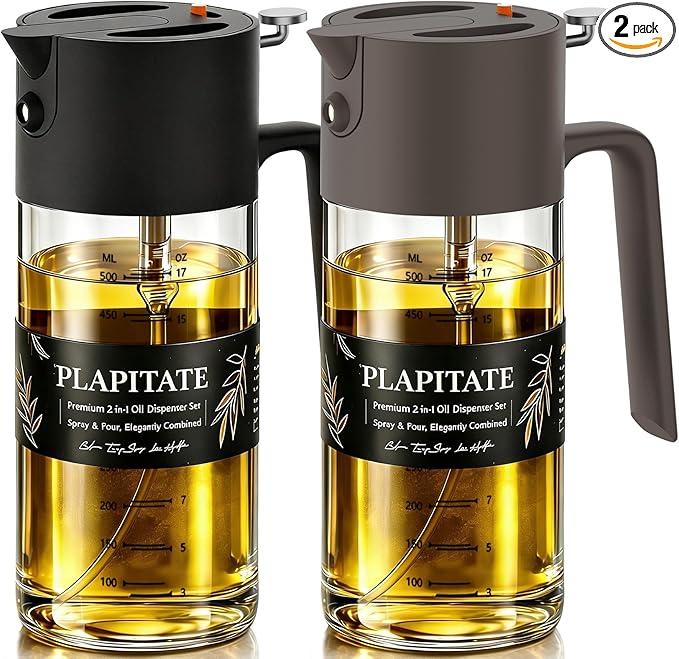 PLAPITATE 2Pcs 17oz Premium Olive Oil Sprayer by PLAPITATE