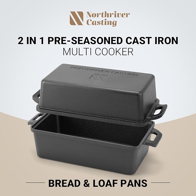 Northriver Casting 9×5 Inch Cast Iron Loaf Pan - Image 2