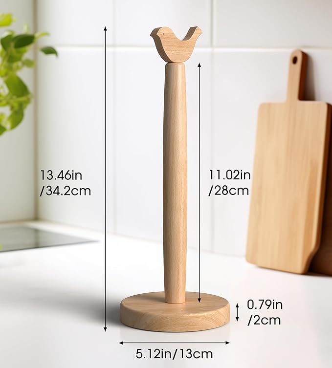 KitchLife Cute Wooden Paper Towel Holder Countertop - Image 2