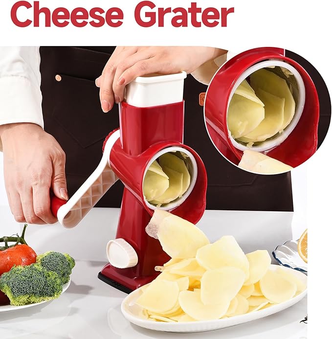 Rotary Cheese Grater with Handle Kitchen Shredder Slicer Grater Slicer Ice - Image 7