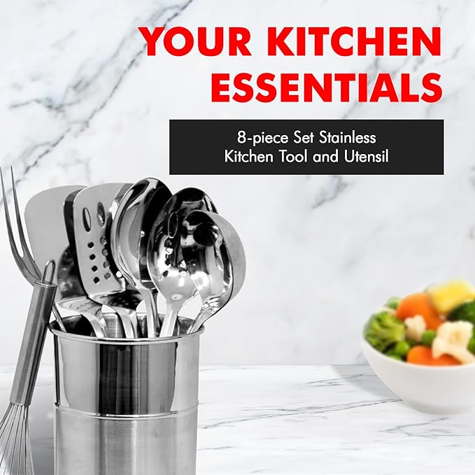 Chef Craft - 8 Piece Stainless Steel Kitchen Utensils Set - Image 2
