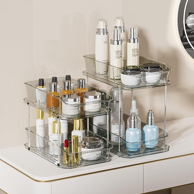 Delamu 2-Tier Under Sink Organizers and Storage, Pull Out Kitchen Pantry - Image 2