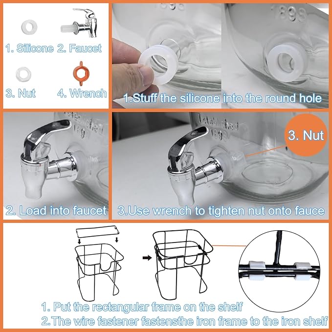 1 Gallon Glass Drink Dispenser for Parties, HENABLE Beverage Dispensers - Image 6