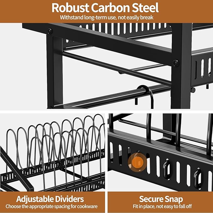 Housolution Pan Rack Wall Mounted, 24.8" Vertical Lid Organizer - Image 4