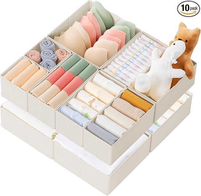 Criusia Drawer Organizer Clothes, 10 Pack Dresser Organizer by Criusia