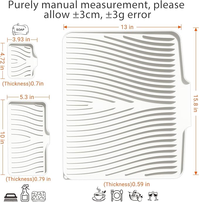 Silicone Dish Drying Mat for Kitchen Counter, Dish Drying Pad, Non-Slip Drain - Image 2