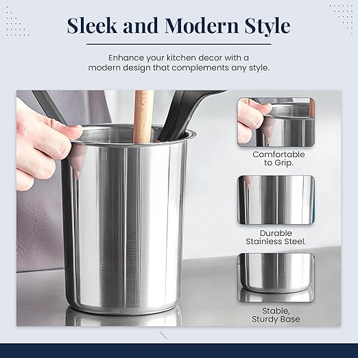 OCS Parts 6.75-Inch Kitchen Utensil Holder | Stainless Steel Dishwasher Safe - Image 4