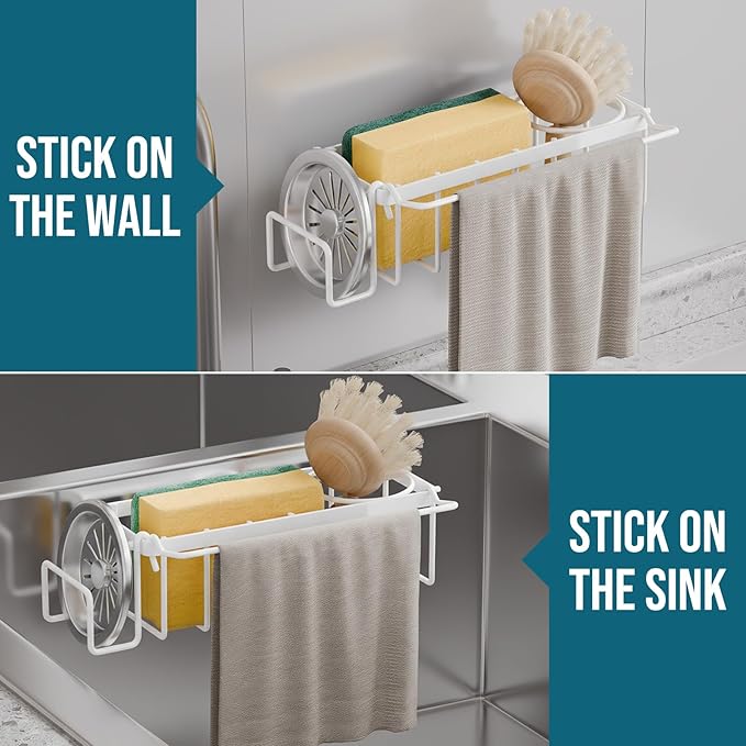 TAILI Sponge Holder with Strong Suction Cup, 4-in-1 Rustproof Sink Organizer - Image 7