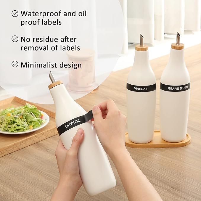 HOMCDALY Olive Oil and Vinegar Dispenser Set, Two 16oz Ceramic Oil Dispenser - Image 5