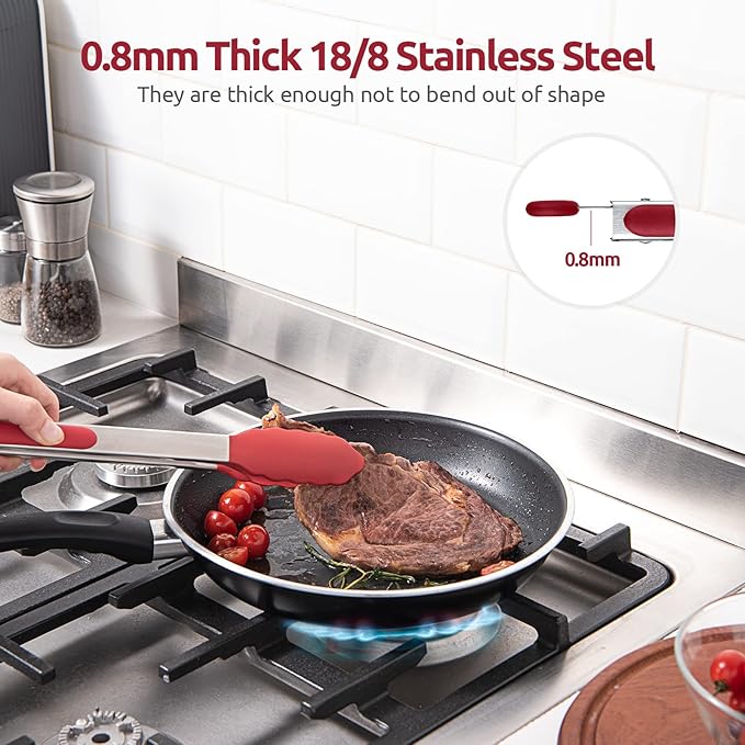 600ºF Heat Resistant Kitchen Tongs: U-Taste 12 inch Large Silicone Cooking Tong - Image 5