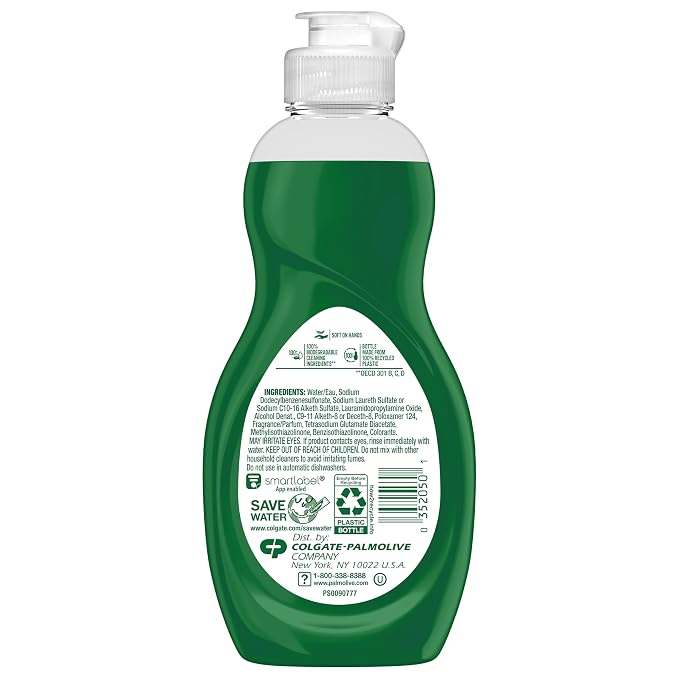 Palmolive Ultra Strength Liquid Dish Soap, Cuts Grease and Grime, No Soaking Needed, Powerful on Plastics, Dishwashing Liquid, 9.7 fl oz Bottle