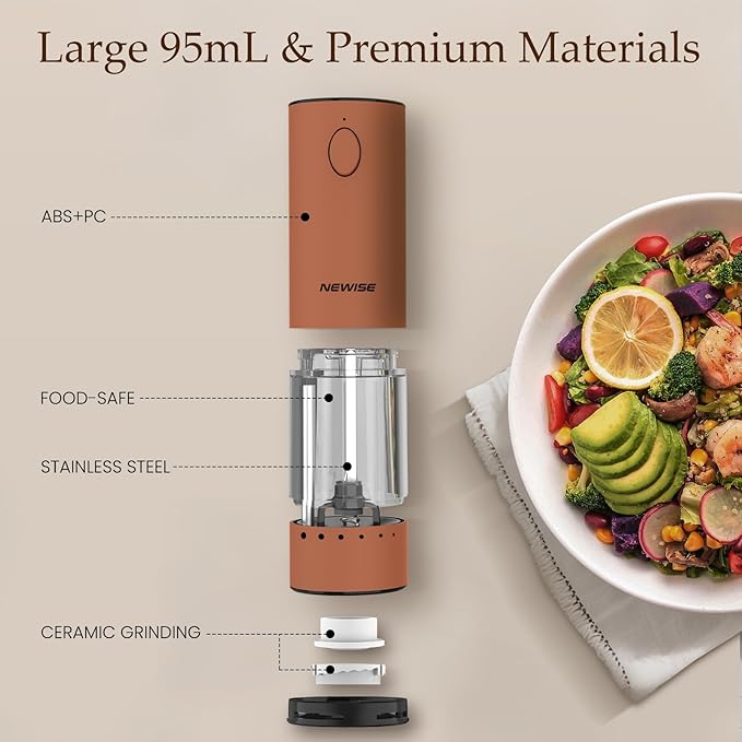 Newise Electric Salt and Pepper Grinder Set Rechargeable - Image 5