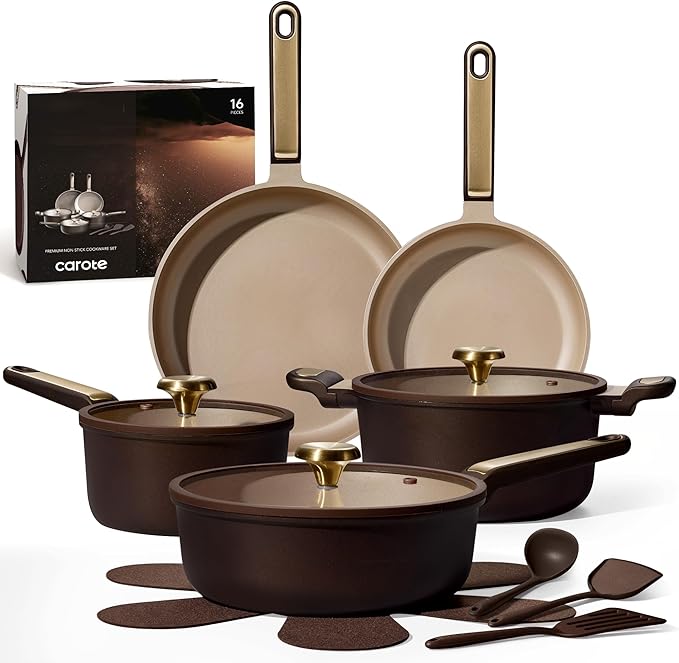 CAROTE Pots and Pans Set Nonstick, Dishwasher, RV/Camping Cookware Set by CAROTE