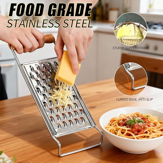 2 Pack Cheese Grater Handheld, Stainless Steel Zester Set of 2, Kitchen Flat - Image 5