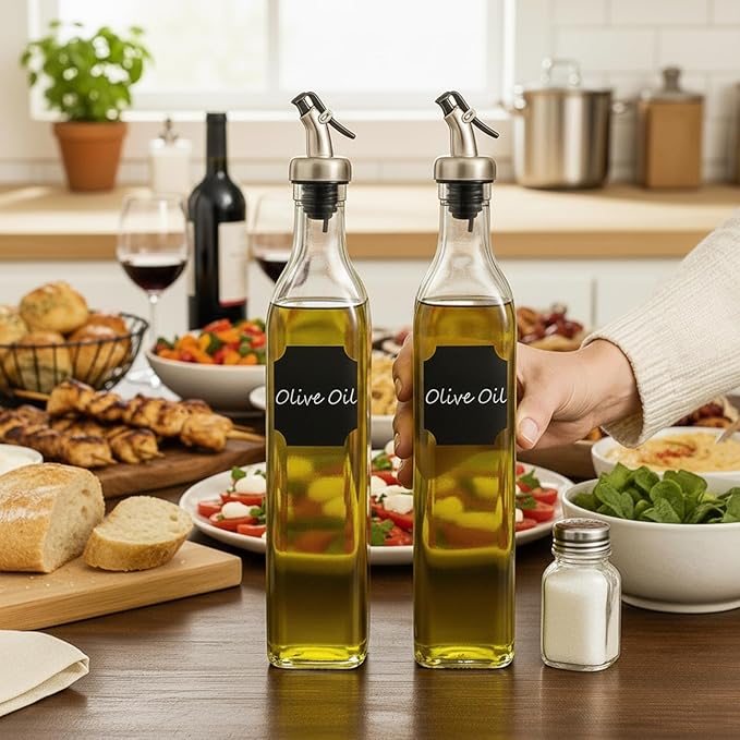 WERTIOO 6 PACK Glass Olive Oil Dispenser Bottle, 17 OZ/500ml Oil Dispenser - Image 6