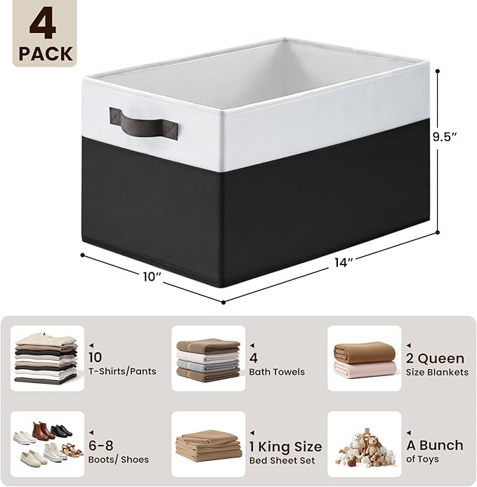 Criusia Large Storage Bins for Shelves 4 Pack, Closet Storage Baskets for - Image 2