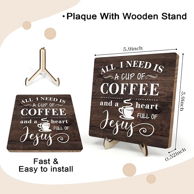 Coffee Bar Sign Plaque Decor-A Heart Full of Jesus, Cafe Bar Accessories - Image 2