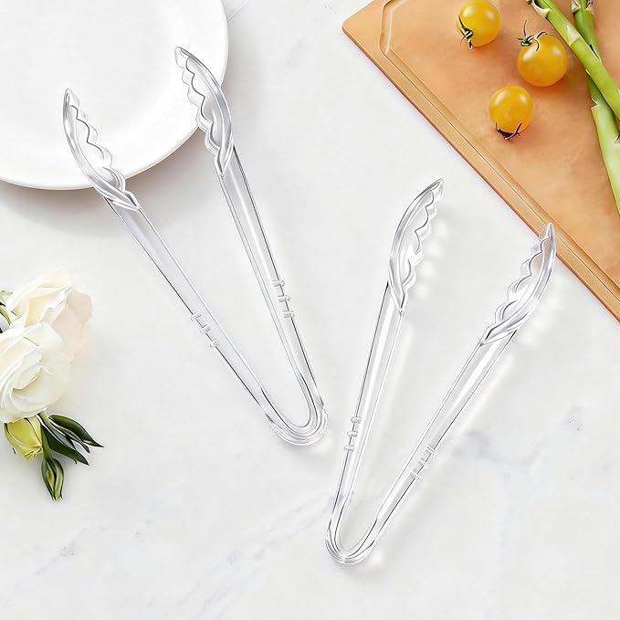 Mwellewm 40 Pc Serving Tongs 9 Inch Bulk Reusable or Disposable Plastic Tongs - Image 8