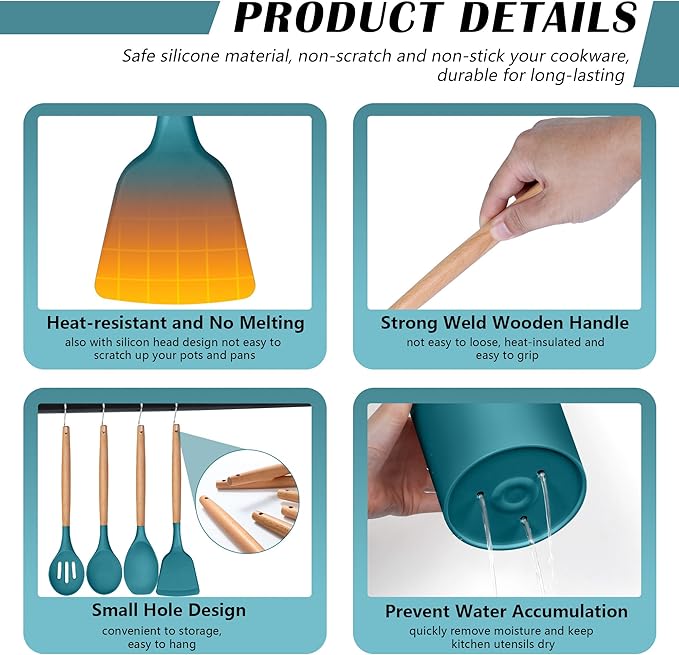 HaWare Kitchen Cooking Utensils Set, 23-Piece Silicone Kitchen Utensils Spatula - Image 4