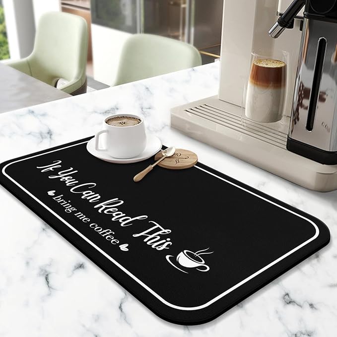 Coffee Bar Mat for Countertops 18inx24in, Absorbent Hide Stain Anti-Slip Cafe - Image 2