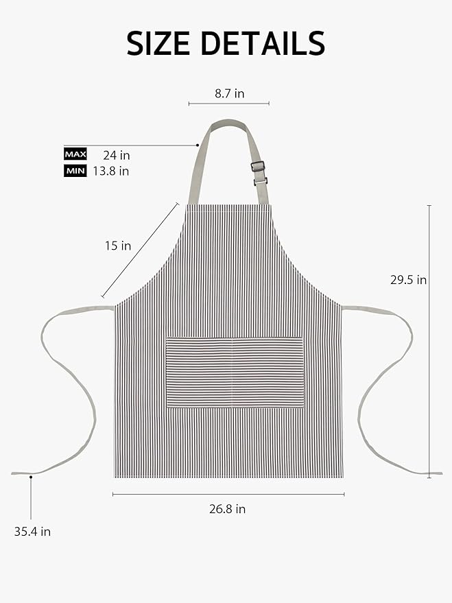 Syntus Apron for Men Women, Adjustable Cooking Kitchen Chef Aprons - Image 2