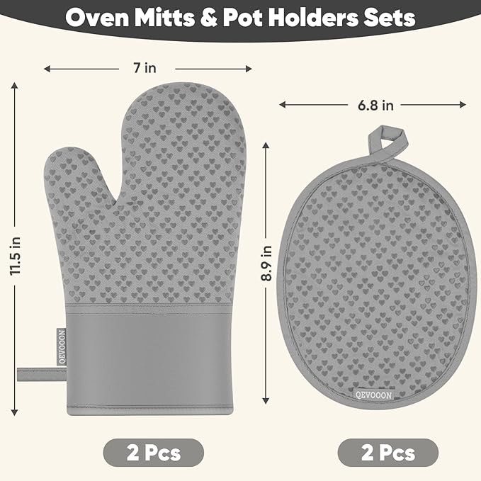 Oven Mitts and Pot Holders 4 Sets, Heat Resistant 500 ℉ Oven Mitt and Pot Holder - Image 2