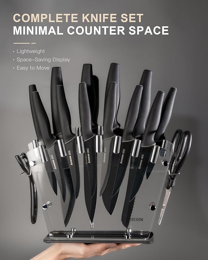Astercook Knife Set with Block and Sharpener, 22 Piece Kitchen Knife Set - Image 5