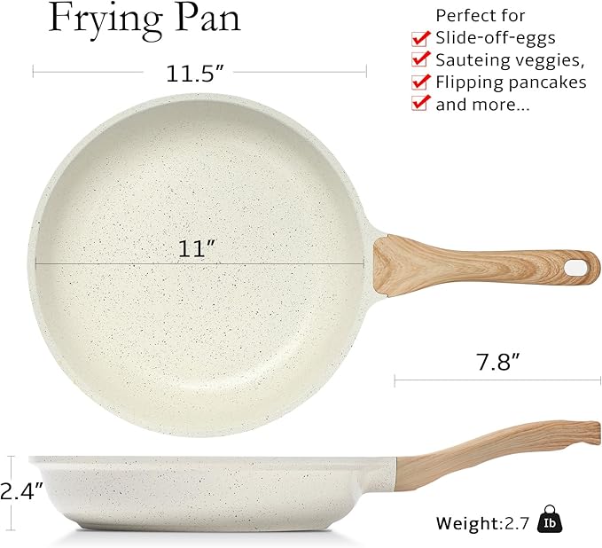 ESLITE LIFE Nonstick Ceramic Frying Pan Skillet, Non-Toxic Egg Omelette Kitchen - Image 2
